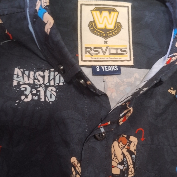 RSVLTS Stone Cold Steve Austin WWE Wrestling Button Shirt Toddler sz 3T - Picture 3 of 9